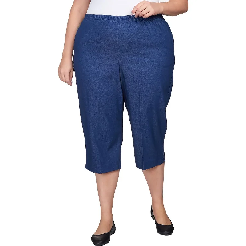 Unique Design Alfred Dunner Womens Plus Straight Leg Mid-Rise Capri Pants
