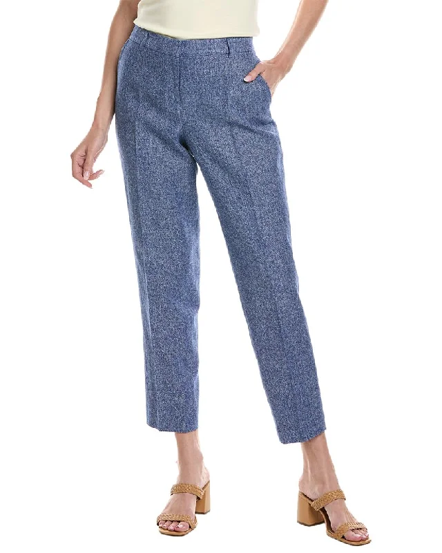 Elegant And Lazy Anne Klein Straight Linen-Blend Ankle Pant