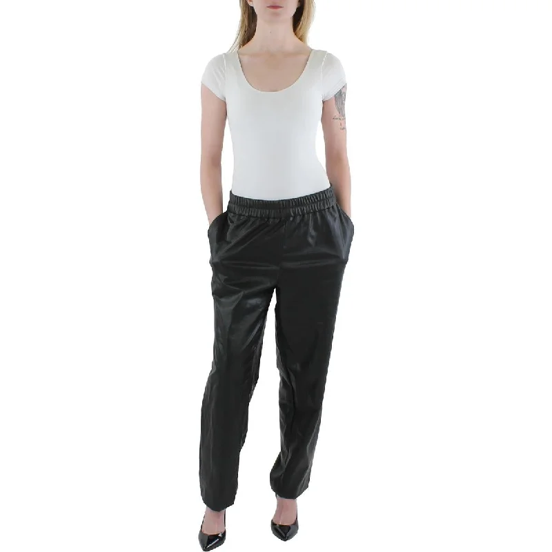 Fresh And Elegant Anne Klein Womens Faux Leather Slim Ankle Pants