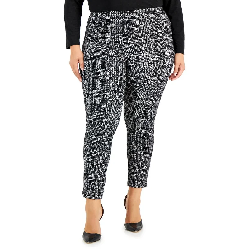 Relaxed Fit Wear Anne Klein Womens Plus Glen Plaid Slim Leg Ankle Pants