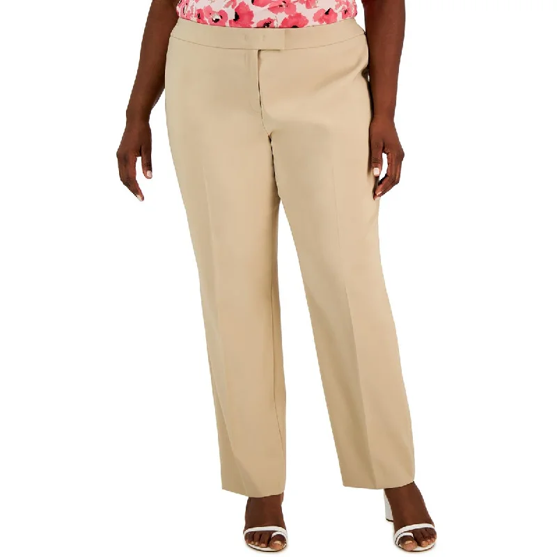 Sexy Fun Anne Klein Womens Plus High Rise Khaki Straight Leg Pants