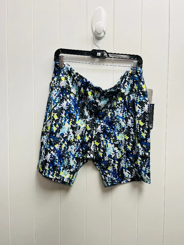 Luxury Customization Athletic Shorts By rb3 In Blue & Green, Size: 1x