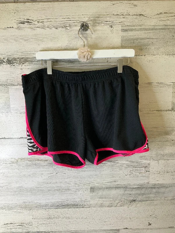 Fashionable Prints Athletic Shorts By Zone Pro In Black & Pink, Size: 1x