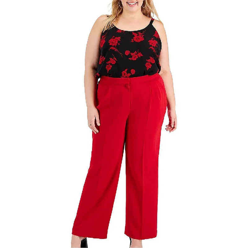Cozy Chic Trends Bar III Womens Plus Textured Pleated Wide Leg Pants