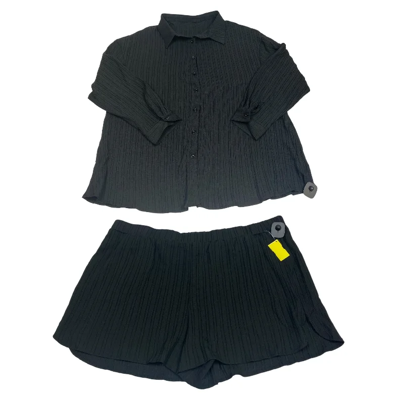 Sporty Elegance Black Shorts Set Shein, Size 4x