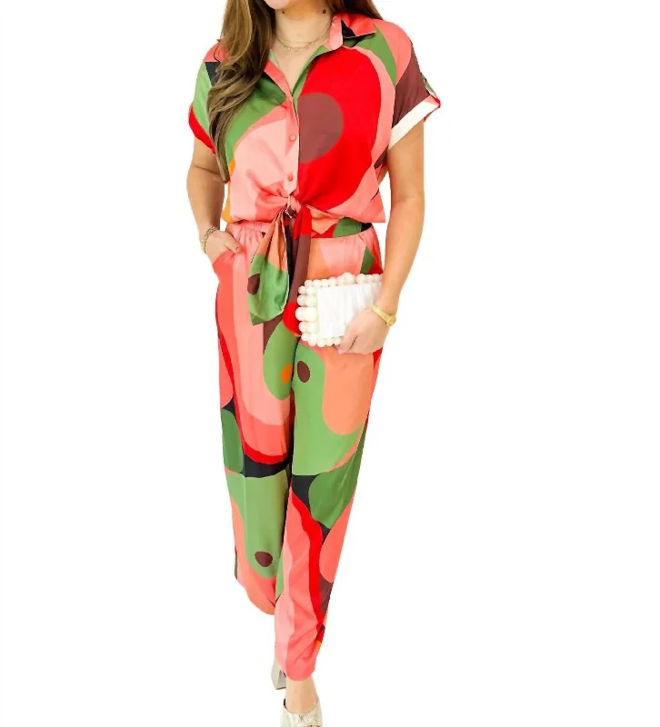 Urban Sense Brenner Jumpsuit In Retro Multi