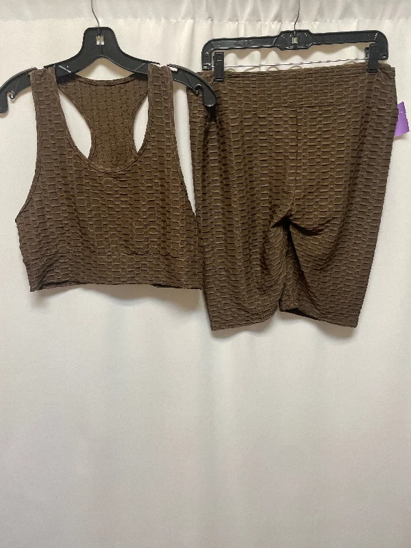 Short Design Brown Athletic Shorts 2 Pc Cmf, Size 2x