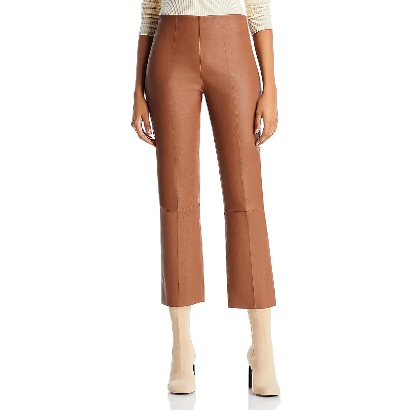 Advanced Design By Malene Birger Womens Florentina Lambskin Leather Mid Rise Straight Leg Pants