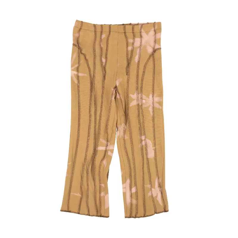 Casual Comfort Wear Camel Peige Pink Capri Stripe Cropped Pants