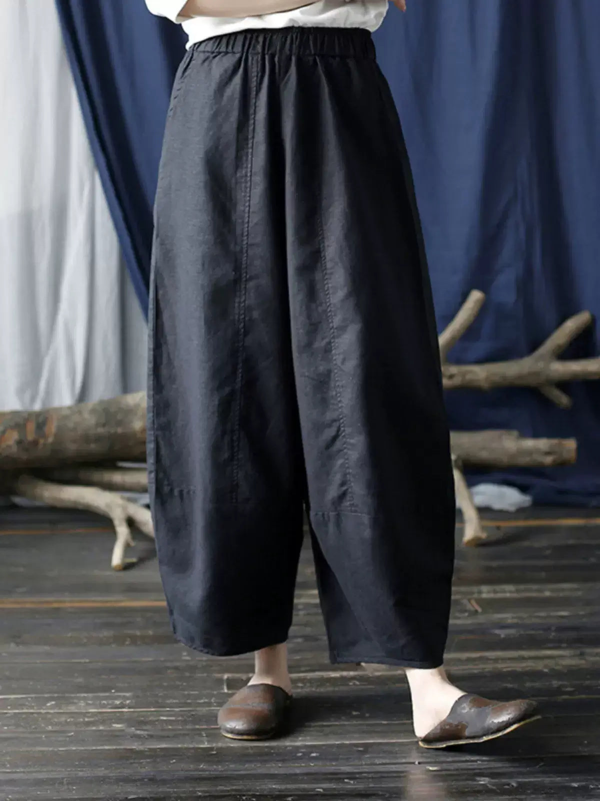 Leisure Sports Casual Cotton Solid Colors Wide Legs Pants