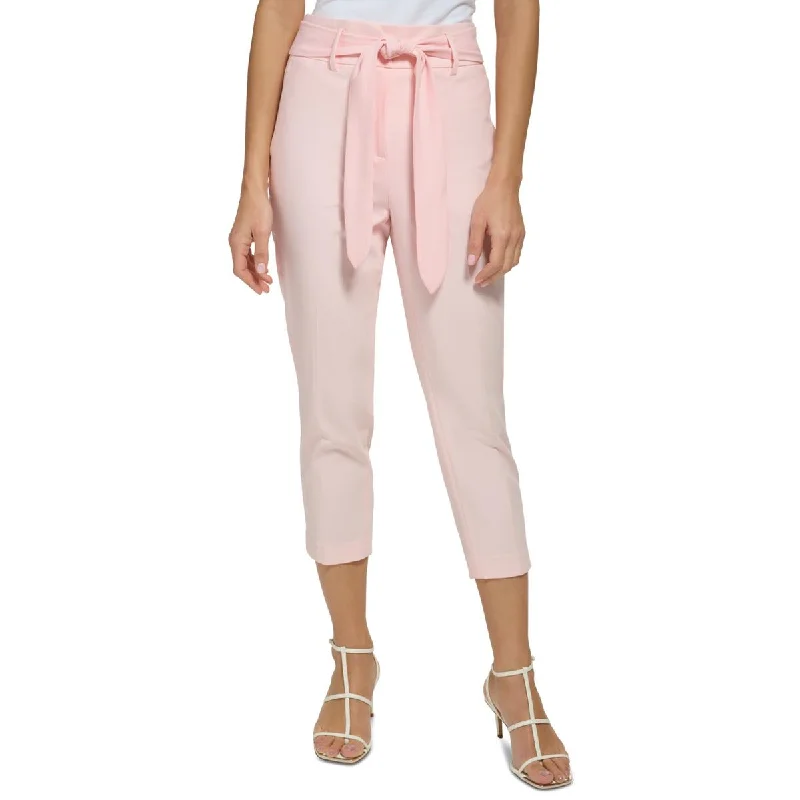 Cozy Essentials Wear DKNY Womens Petites Tapered Legs Tie Belt Trouser Pants
