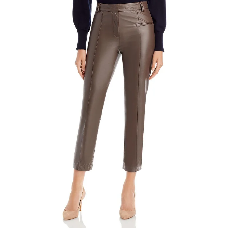 Sports Style Fabiana Filippi Womens Faux Leather Ankle Skinny Pants