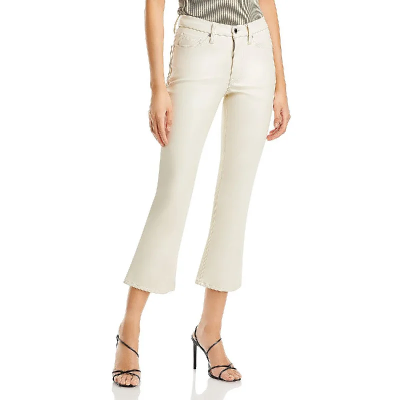 Windbreaker fashion Good American Womens Faux Leather Crop Bootcut Pants