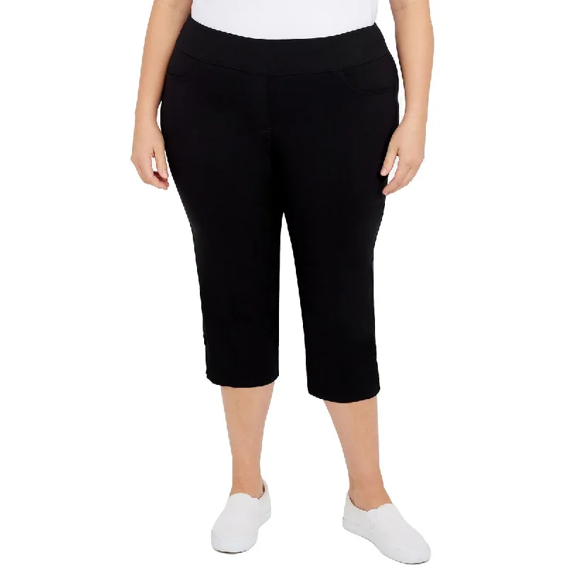 British Fashion Hearts of Palm Womens Plus Pull On Stretch Capri Pants