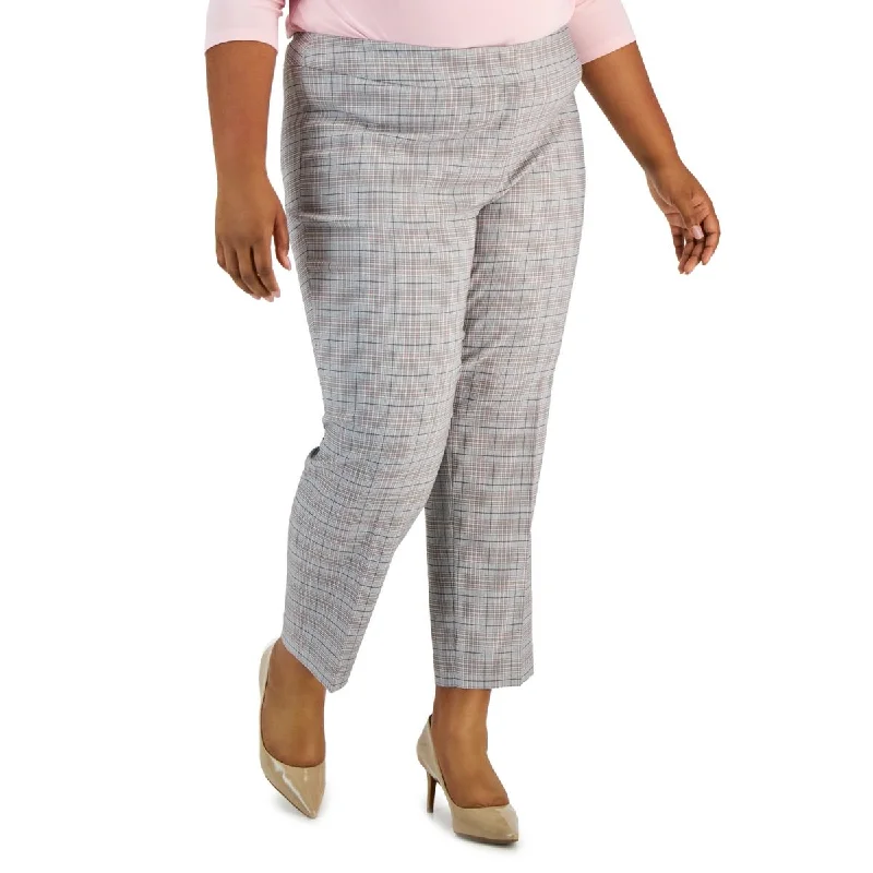 Windbreaker fashion Kasper Womens Plus Plaid Flat Front Trouser Pants