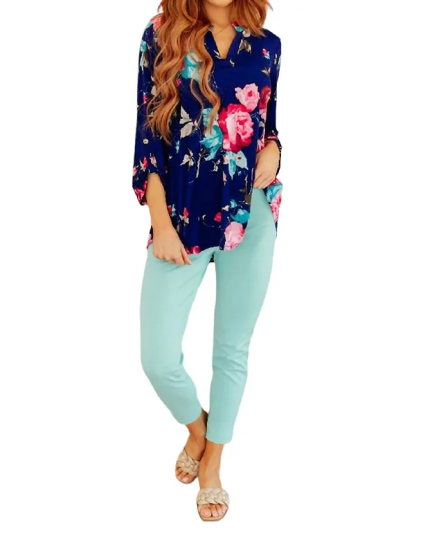 College Style Magic Ankle Crop Skinny Pants In Aqua