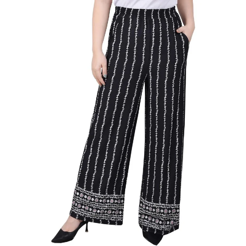 Effortless Outfits NY Collection Womens Petites Jersey  Wide Leg Pants