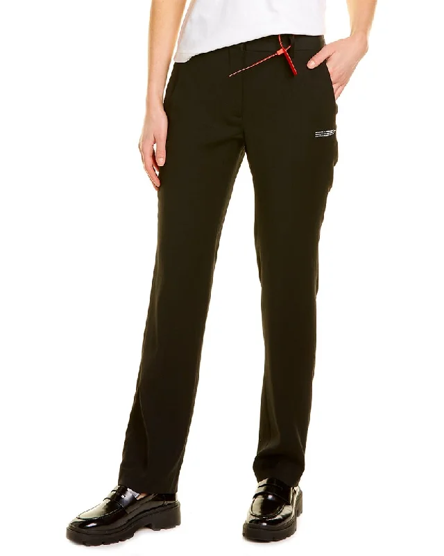 Unique Design Off-White High-Waist Tailored Wool-Blend Pant