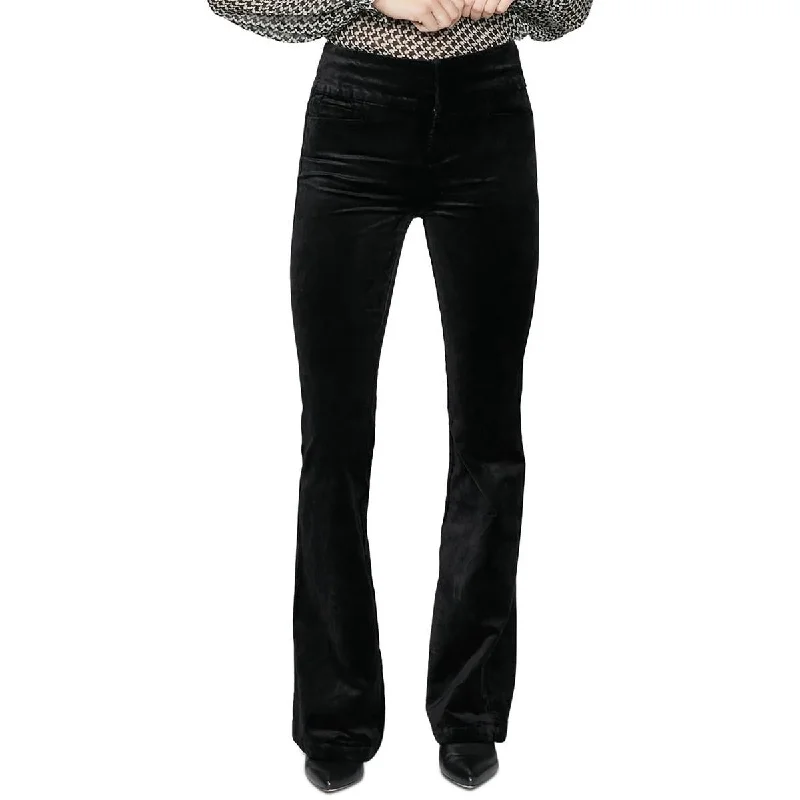 Cozy Street Style Paige Womens Lou Lou Velvet Flare High-Waist Pants