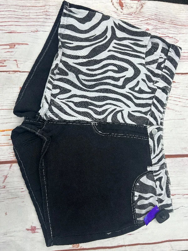High-end Design Shorts By Shein In Black White, Size: 3x