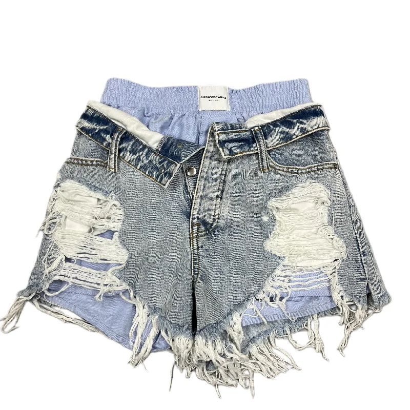 Body Design Shorts Luxury Designer By Alexander Wang In Blue Denim, Size: 0