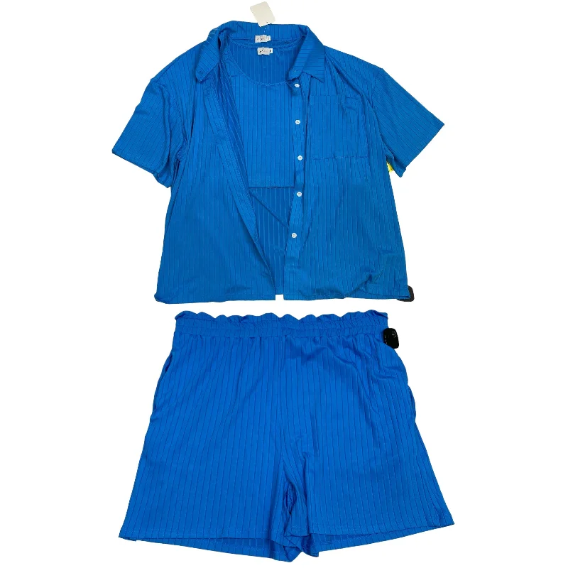 Hooded design Shorts Set By WLM In Blue, Size: 2x