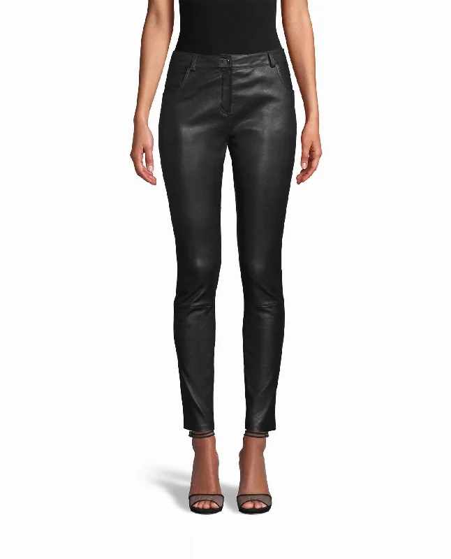 Street Cool Skinny Leather Pants In Black