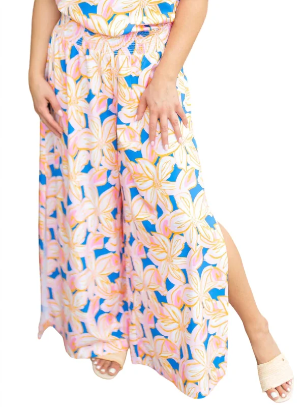 Playful Style Smocked Waist Pull-On Pant In Paradise View Blue