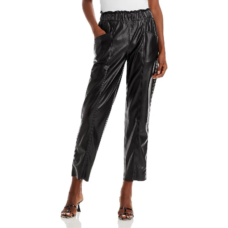 Playful Style Sundays Womens Harper Faux Leather Mid Rise Ankle Pants