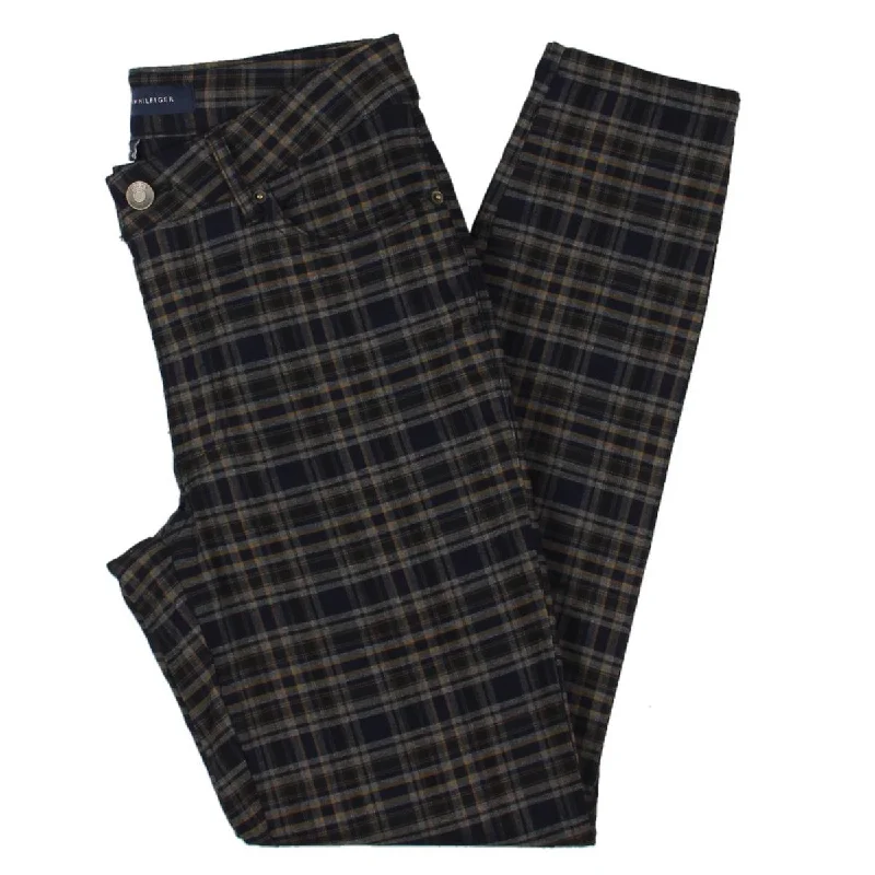 Loose Fit Tommy Hilfiger Womens Tribeca Plaid Stretch Skinny Pants