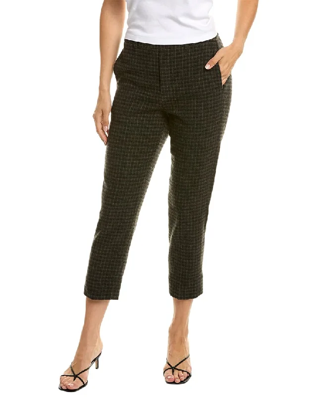 Classic Color Vince Check Plaid Wool & Cashmere-Blend Easy Pant